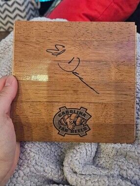 Ed Davis Autograph On UNC Wood Basketball